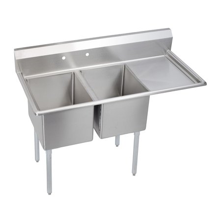 ELKAY Economy Scullery Sink 2-Compartment 12 Deep Bowls 24 Right Drainboard 76.5 L X29.75 W X45.75 H E2C24X24-R-24X
